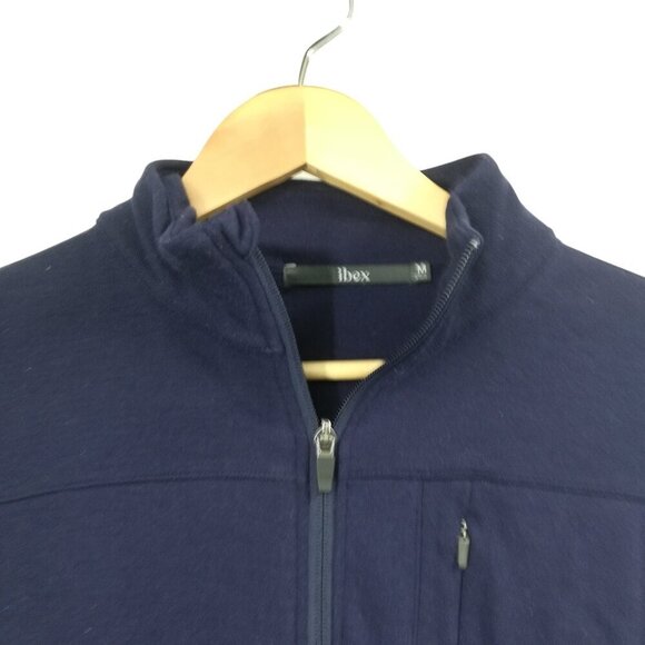 Ibex Blue Mock Neck Full Zip 100% Merino Wool Cardigan Sweater Size M Outdoor - Picture 2 of 11